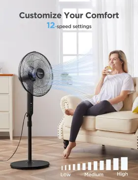 Pelonis 750545106407 16 Inch Oscillating Pedestal Stand Up Fan Adjustable Height Ultra Quiet Dc Mo #2