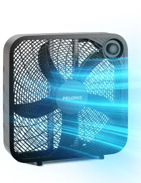 Pelonis 750545106452 3-speed Box Fan For Full-force Circulation With Air Conditioner Upgrade Floo