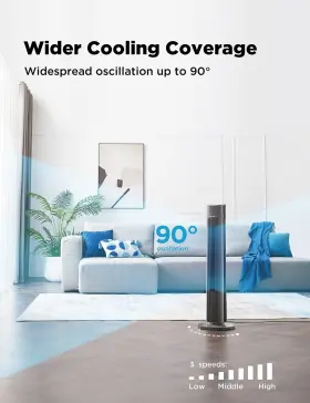 40ftftoscillating Pelonis 750545106483 Tower Fan Remote Control Quiet Stand Up 3 Speed Setting #3