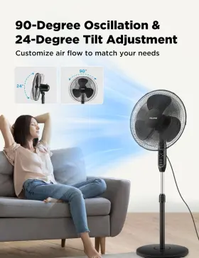 Pelonis 810049710361 16ftft Pedestal Remote Control Oscillating Stand Up Fan 7-hour Timer 3-speed #3