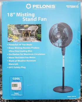 Fs45-9l Pelonis Brand New 18 Inch Misting Stand Fan Model Water Resistant Black