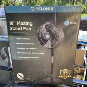 Psfm18m2tb Pelonis 18 Inch 3 Speed Outdoor Misting Pedestal Fan In Black Brand New Quality