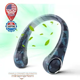 3-16h Penkou 313103095058 Portable Neck Fan 4000mah Hand-free-360 Airflow 3s Usb Blue Camouflage