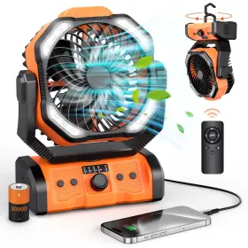 Peouix 791069637985 Portable Rechargeable Camping Fan - 20000mah Cordless Battery Powered Tent Fa