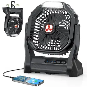 Peouix 791069639521 Portable Rechargeable Fan 20000mah Cordless Battery Powered Camping Tent Fan