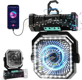 Piyoopdr 744110639636 Camping Fan With Bluetooth Speaker Portable 20000mah Rechargeable Battery Po