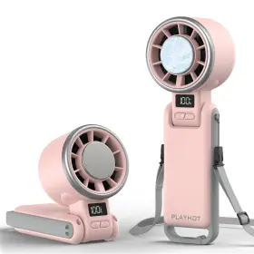 B0fg2w15wb Playhot Portable Handheld Turbo Fan Ice Cooling Rechargeable Personal Pink