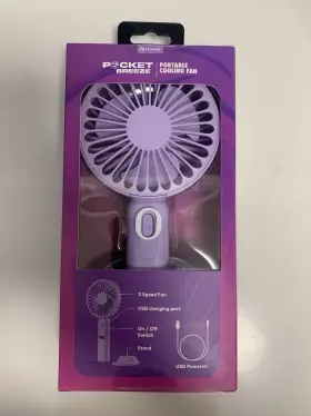 Pbf03p Pocket Breeze Portable Fan Usb Rechargeable 3 Speeds Quiet New Sealed
