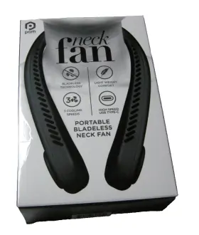 F2g-13-bk Pom Portable Bladeless Neck Fan Black 3 Cooling Speeds Brand New