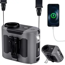 Poperfun 768913124342 40h Portable Waist Fan 14800mah Rechargeable Wearable Shirt Clip With Li