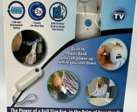 Power 850018026352 Go Flip Fan Usb Rechargeable 10 Hour Run Time Built In Bank Brand New #3