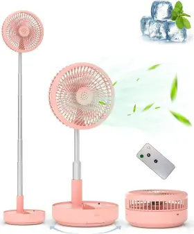 Primevolve 629722724522 7.7 Inch Oscillating Standing Fan Rechargeable Battery Operated Pink