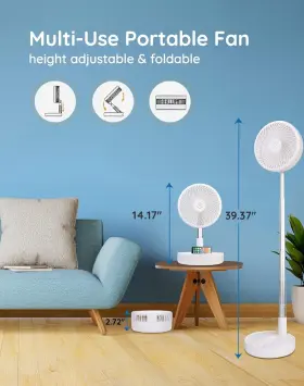 Pf-11r Primevolve Battery Operated Portable Rechargeable Usb Floor Table Desk Fan #3