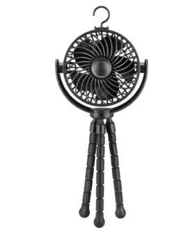 Fn1042bk Private Brand Unbranded Tripod Fan 4 Inch Personal Octopus Clip On Rechargeable In Black Nib