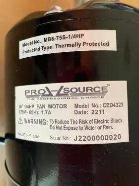 Ced4323 Pro-source 30 Inch 1/4hp Wall Mount Fan Motor Only 120v-60hz 1.7a #2