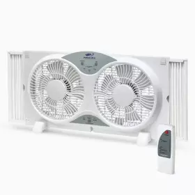 Proaira 744110184778 9 Inch Reversible Twin Window Fan In White With 3 Speed Control