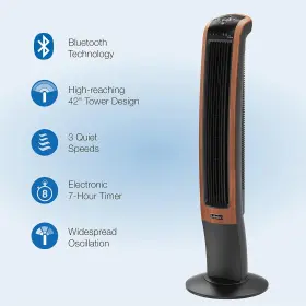 T42905 Products Oscillating Wind Curve Tower Fan Bluetooth Technology 3 Quiet Speeds For Bedr #3
