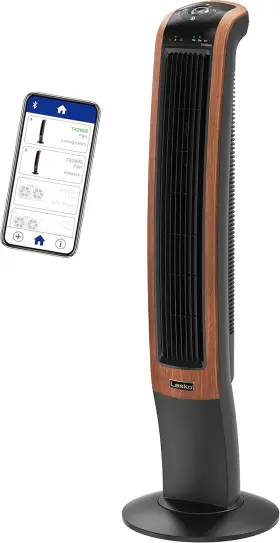 T42905 Products Oscillating Wind Curve Tower Fan Bluetooth Technology 3 Quiet Speeds For Bedr