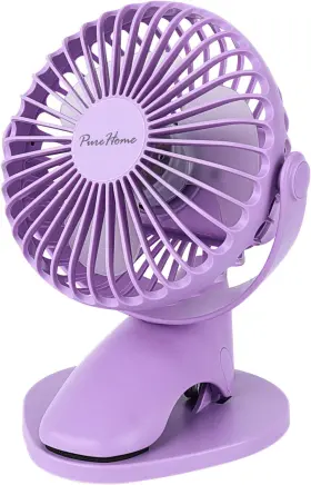 Purplexfs01 Purehome Portable Clip Fan Battery Operated 3 Speeds Usb 4.9 Inch 6.3 4.2 Purple