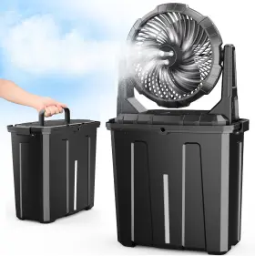 Qifeng 705353143878 Ausic Portable Misting Fan - 9l Bucket 10-inch Outdoor Fans For Patios/camping/