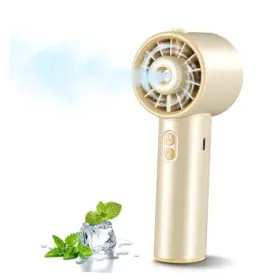 Qifeng 763344544448 Portable Handheld Turbo Fan With Mist High-speed Personal Mini Champagne