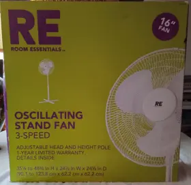 Re Room Essentials 630326316631 Oscillating Stand 16 Inch Fan 3-speed Adjustable Ht Target 2013