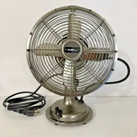 Ft1-20 Restoration Hardware Allaire No.8 Silver Tabletop Fan Oscillating Tilts Clean Ex