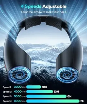 Rflety 702401282244 Portable Neck Fan 2 Pack Hands-free Wearable Personal 360 Cooling 4 S #3