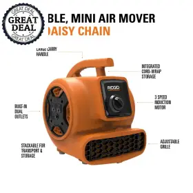 Ridgid 445028971940 3-speed Portable Blower Fan Air Mover 3 Operating Positions Water Damage Restore #2