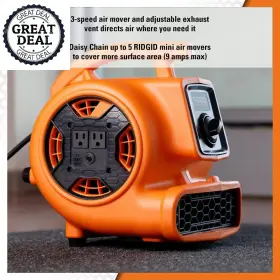 Ridgid 445028971940 3-speed Portable Blower Fan Air Mover 3 Operating Positions Water Damage Restore #3