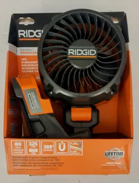 R860723b Ridgid 18v Subcompact Brushless Magnetic Clamp Fan Tool Only