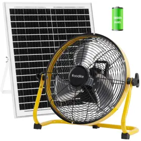 Rd-12f Roodike 12 Inch Solar Rechargeable Floor Fan 18000 Mah 20w Powered Battery Ope