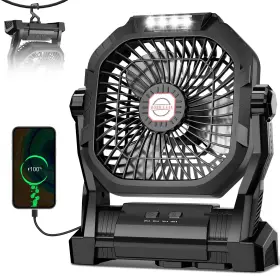 Roshopi 803173645821 Camping Fan Rechargeable 20000mah Battery Powered Portable With Led Ligh