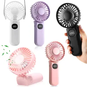 Xuu-rossesay-934 Rossesay 4 Pack Portable Handheld Fan With Lanyard 5 Speeds Neck Mini Foldable 180 Re