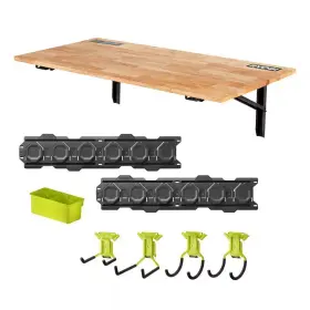 Ryobi 313020622658 Wall Mounted Stow Away Worktable With Link 7-piece Storage Kit