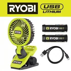 Ryobi 313056465458 Usb Lithium Clamp Fan Kit With 2.0 Ah Rechargeable Battery #2