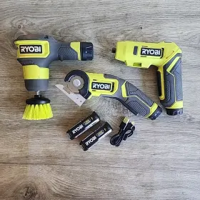 Fvc51 Ryobi Fvd50 Fvg51 Scrubber Power Cutter Drill With 2 Batteries Charging Cord