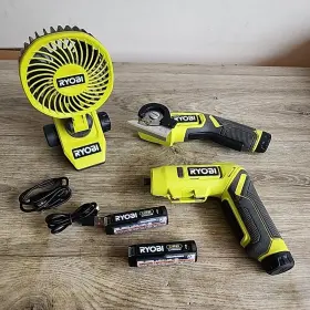 Fvc51 Ryobi Fvf51 Fvd50 Clamp Fan Mini Drill Power Cutter With 2 Batteries Charger