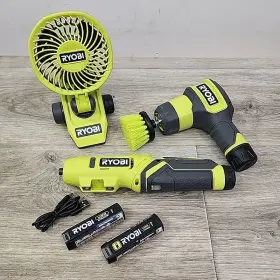 Fvd50 Ryobi Fvf51 Fvg51 Clamp Fan Scrubber Power With 2 Batteries 1 Cord