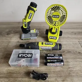 Fvm51 Ryobi Fvf51 Fvh56 Clamp Fan Rotary Tool Glue Pen With 2 Batteries Cord