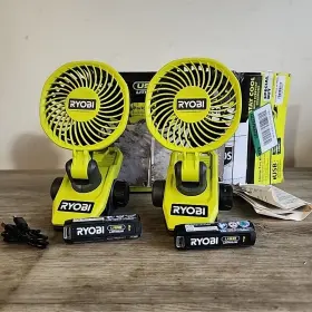Fvf51k2sb Ryobi Usb Lithium Clamp Fans Kit 2.0 Ah Battery And Cable #b23