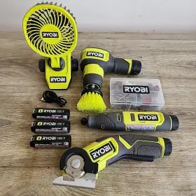 Fvm51 Ryobi Fvg51 Fvc51 Fvf51 Scrubber Cutter Fan Rotary 3 Batteries 1 Cord
