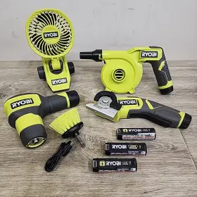 Fvif61 Ryobi Fvf51 Fvg51 Fvc51 Scrubber Cutter Fan Inflator 3 Batteries 1 Cord