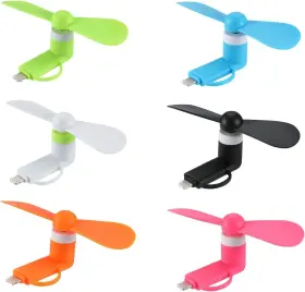 95278 Sadahalu Mini Cell Phone Fan 6 Packs 2-in-1 Mobile Fans Small Colorful