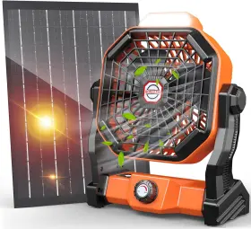 Safety Tech Devices 313098052029 10400mah Solar Fan Camping With Panel 7w 9-inch Rechargeable Battery