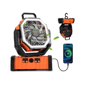 San Hima 356307014402 Sanhima Camping Fan With Led Light - 20000mah Rechargeable Battery Powered Po