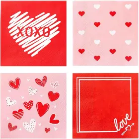 Pc1ss Sauder 100 Pk Valentine Napkins Paper - 3-ply Cocktail 5x5 Inches For