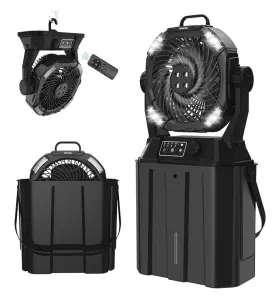 Hw012 Savior Cool Portable Misting Fans - 6l Water Tank 20000mah Rechargeable Medium Black