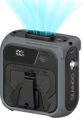 16000r Seaingo 313047775788 Portable Waist Fan Rechargeable 10000mah 42 Ft/s Max 5 Speeds