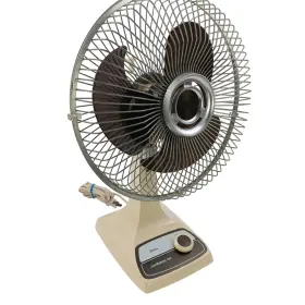 453.800002 Sears Vintage Oscillating Table Desk Fan Beige Metal Plastic Retro